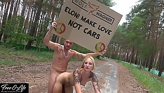 German Girl Protests Naked Outside Tesla Gigafactory Berlin, Featuring Oral And Outdoor Sex