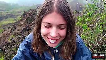 Pov Video Of A Daring Public Bj On A Balinese Volcano