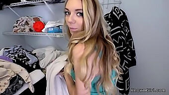 Young Girlfriend With Natural Tits Gives Blowjob And Gets Fucked In Laundry Room