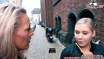 German Blonde Milf With Large Breasts Seduces A Young Woman For Intimate Contact