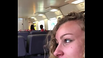 Petite European Teen Emily'S Public Train Pleasure And Cum Swallowing Orgasm