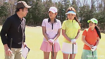 Japanese Pornstar Gives A Face Fucked Blowjob On The Golf Course