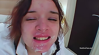 Young British Girl Gets Covered In Cum In Group Sex