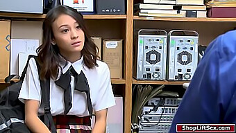 Petite Asian Girl In Uniform Steals And Gets A Surprise