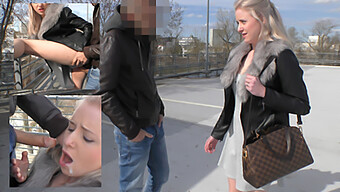 German Babe Gets Caught In The Act At A Parking Lot