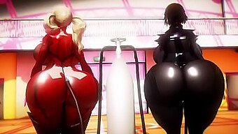 Hourglass Figures Of Ann And Makoto In A 3d Animated Video